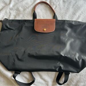 Longchamp & D’Heygere Black Convertible Travel Tote/Backpack